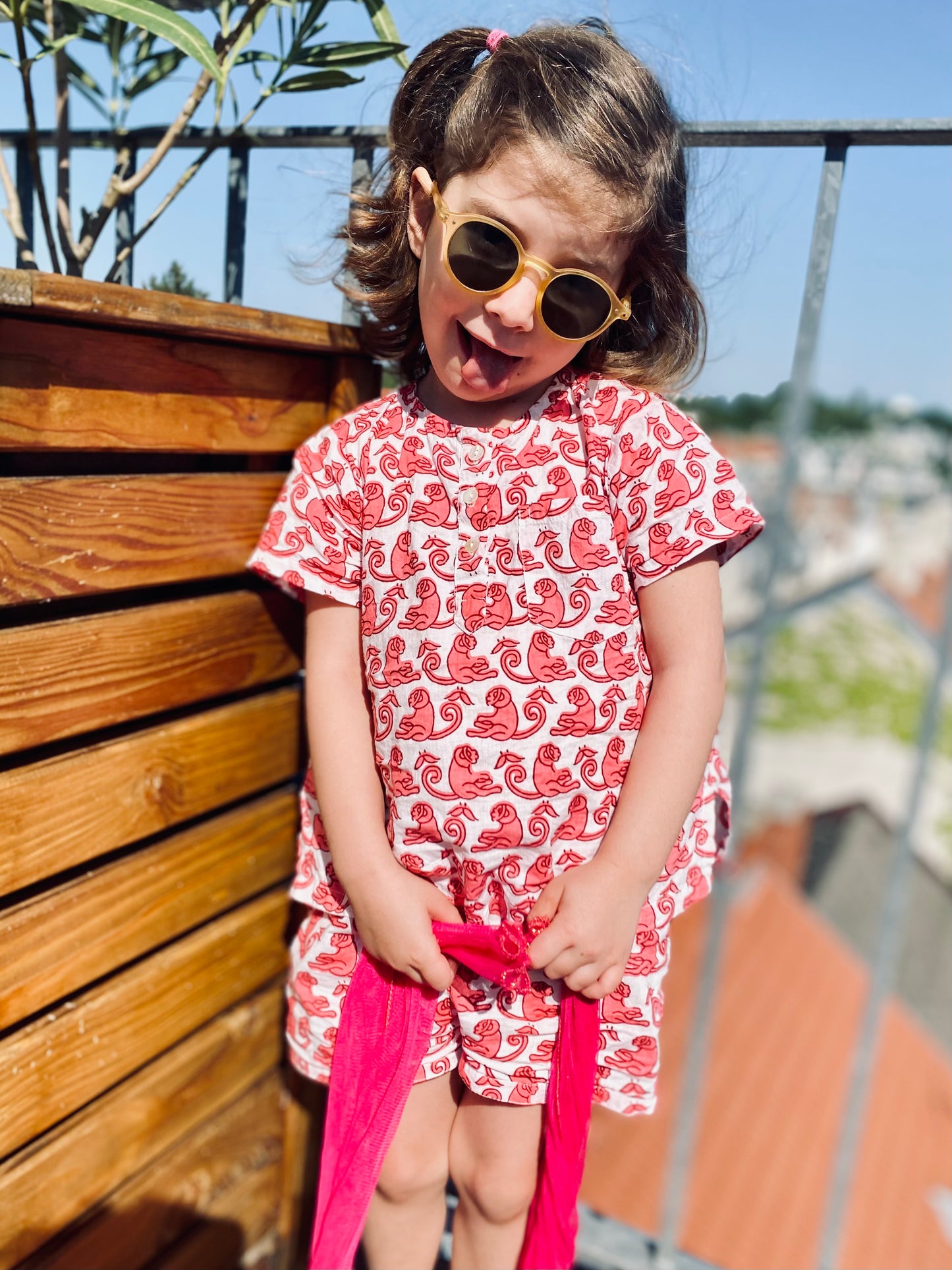 Kids Pajamas - Pink Monkeys