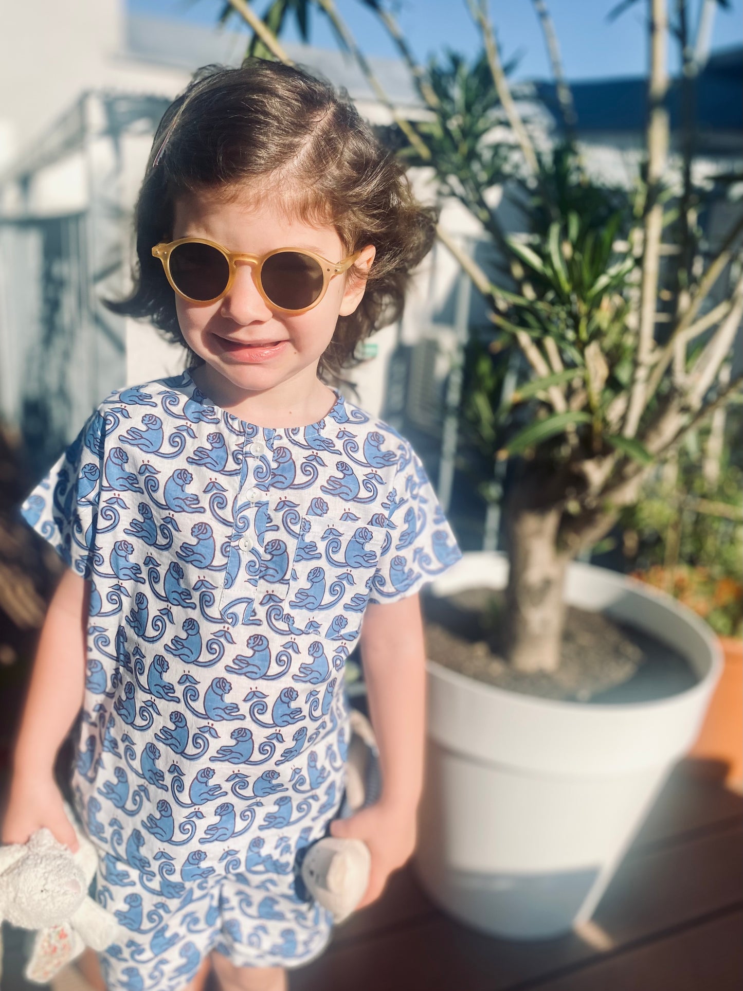 Kids Pajamas - Blue Monkeys