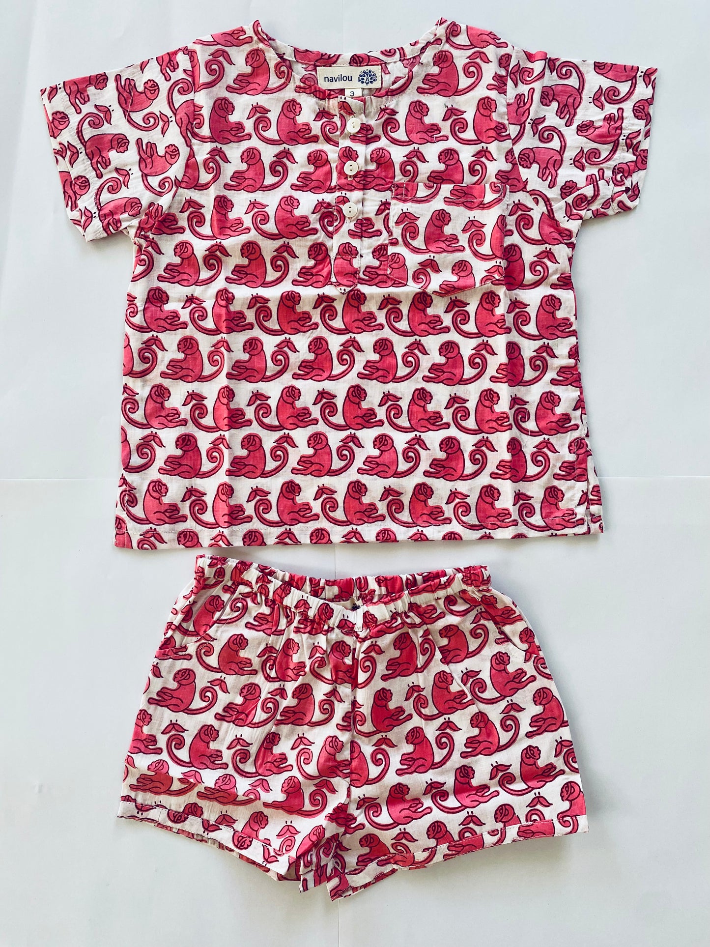 Kids Pajamas - Pink Monkeys