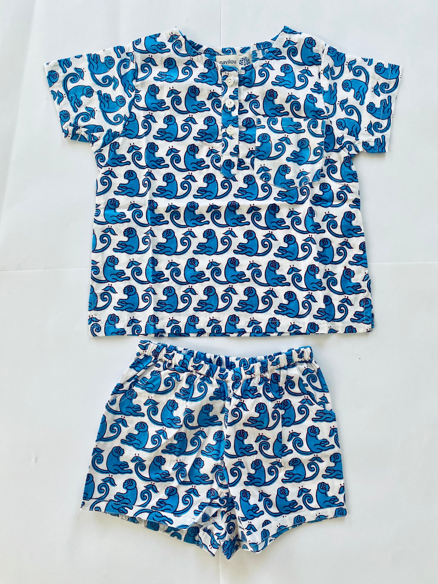 Kids Pajamas - Blue Monkeys