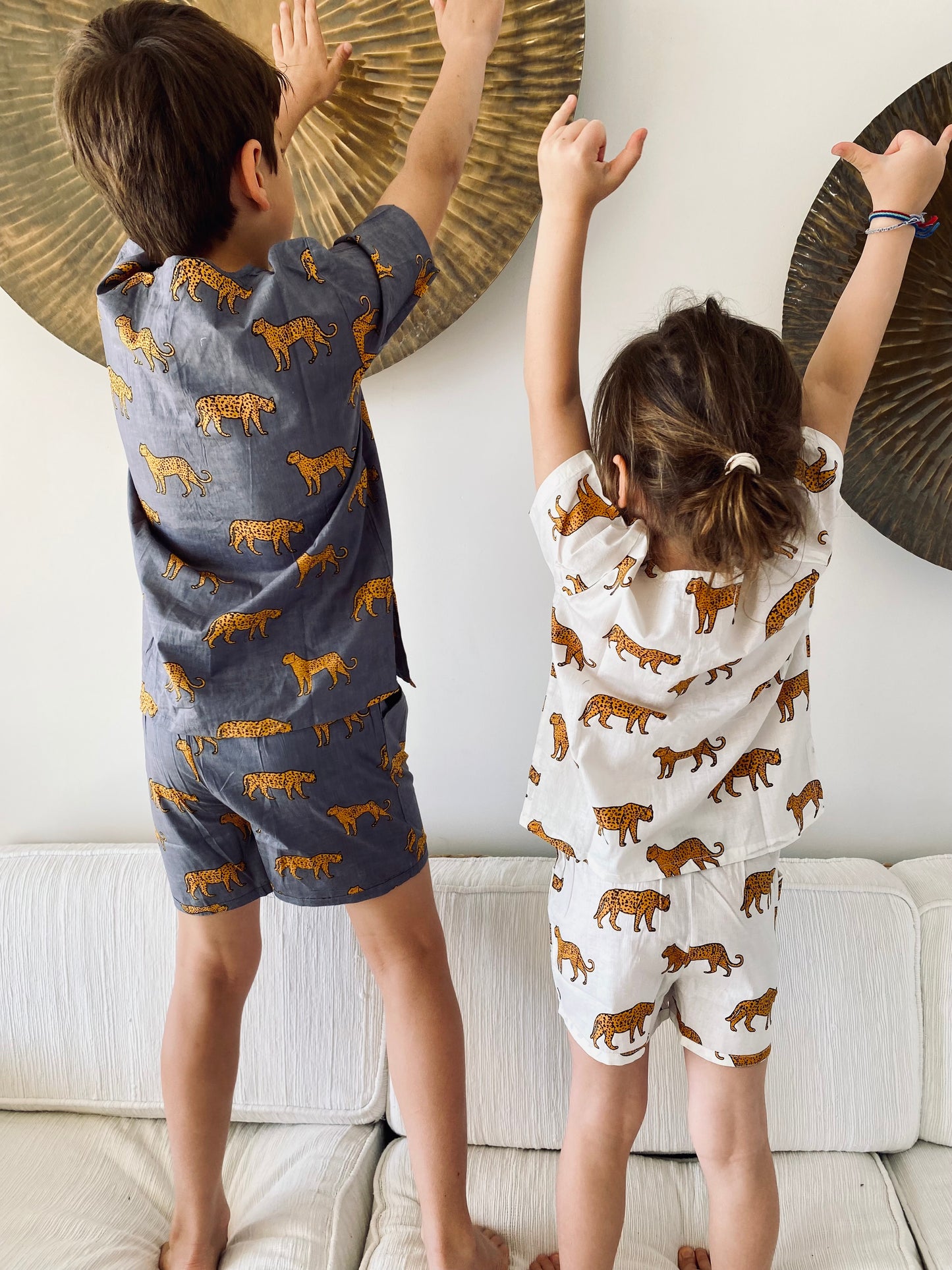A. Kids Pajamas - White Cheetahs
