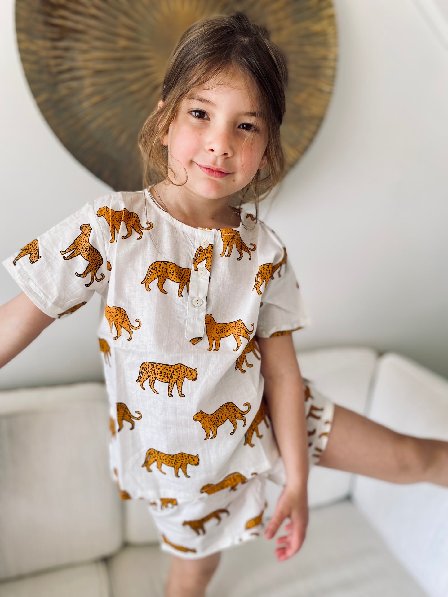 A. Kids Pajamas - White Cheetahs